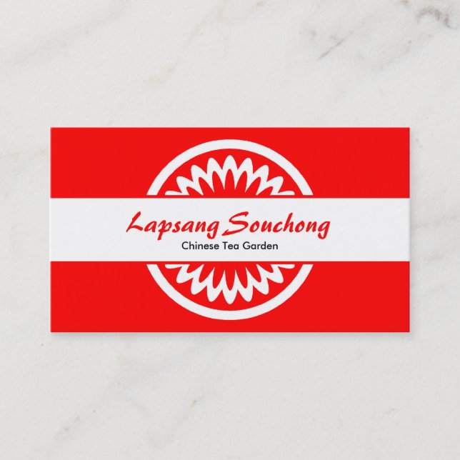 Round Flower - Red Business Card (Front)