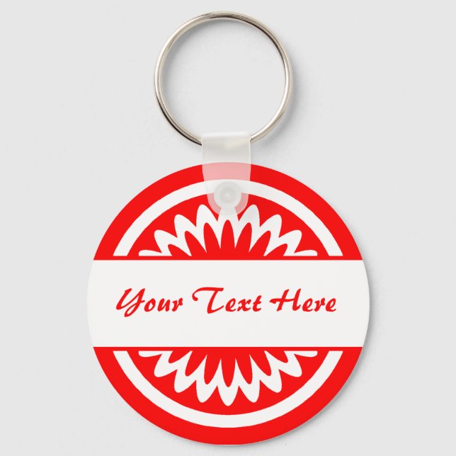 Round Flower - Red Key Ring (Front)