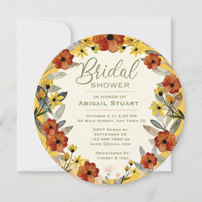 Round flowered bridal shower Invitation (Front)