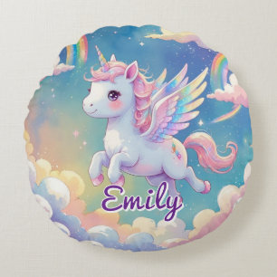 Round Flying Unicorn – Editable Name Cushion