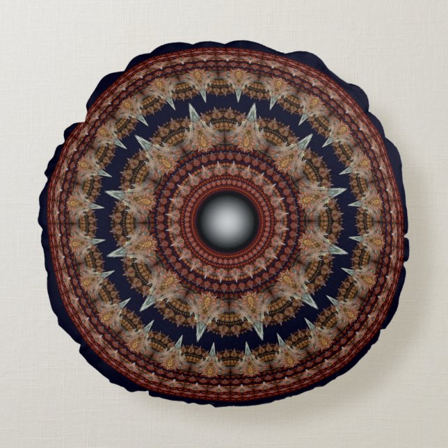 Round fractal fancy pattern cushion (Front)