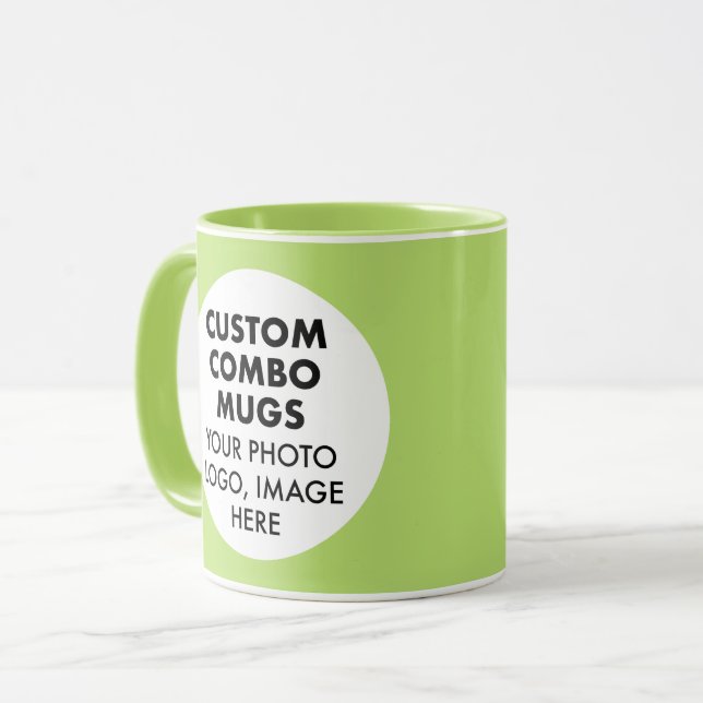 Round Frame 2 x Photo Logo Lime Custom Combo Mug (Front Left)