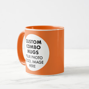 Round Frame 2 x Photo Logo Orange Custom Combo Mug