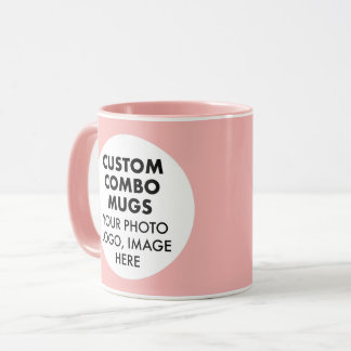 Round Frame 2 x Photo Logo Pink Custom Combo Mug
