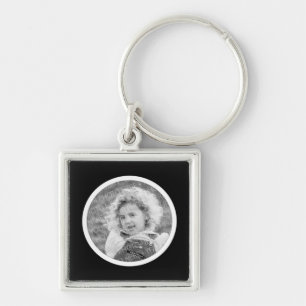 Round Frame Black & White Custom Photo Keyring