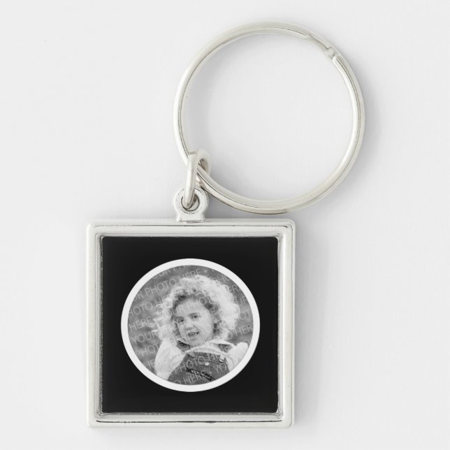 Round Frame Black & White Custom Photo Keyring (Front)