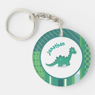 Round frame in gree/blue with cute dinosaur key ring