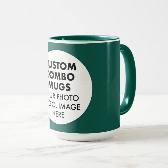 Round Frame Photo Logo Large Green Custom Combo Mug (Front Right)