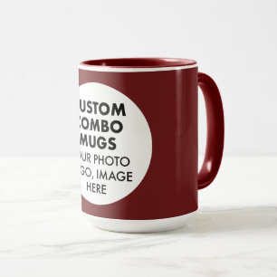 Round Frame Photo Logo Large Maroon Custom Combo Mug