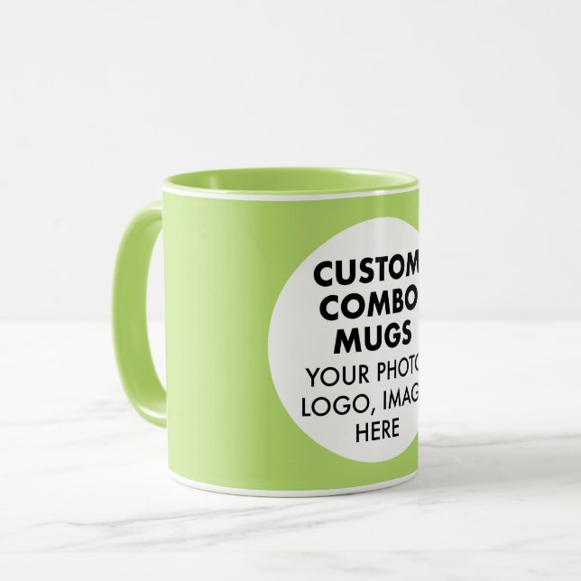 Round Frame Photo Logo Lime Green Custom Combo Mug (Front Left)
