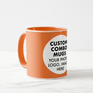 Round Frame Photo Logo Orange Custom Combo Mug