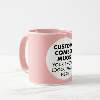 Round Frame Photo Logo Pink Custom Combo Mug