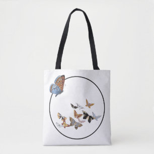 Round frame with butterflies tote bag