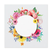 Round frame with colorful flowers