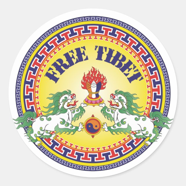 Round Free Tibet Classic Round Sticker (Front)