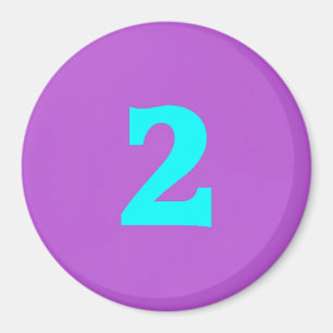 Round Fridge Magnet – Number 2 – Turquoise/Vio
