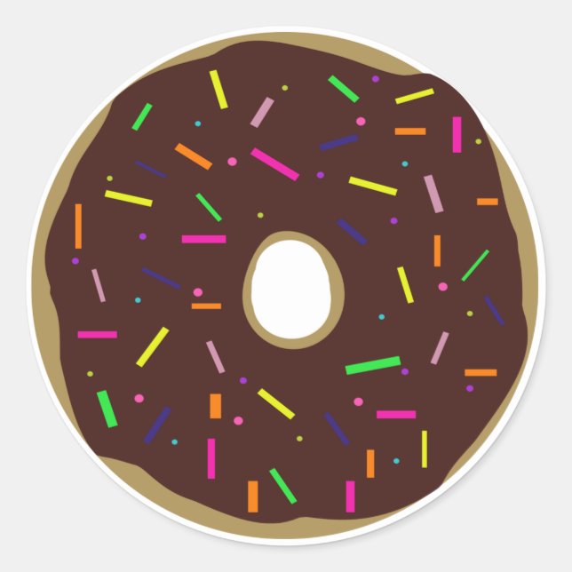 Round Frosted Chocolate Doughnut With Sprinkles Classic Round Sticker (Front)