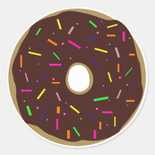 Round Frosted Chocolate Doughnut With Sprinkles Classic Round Sticker