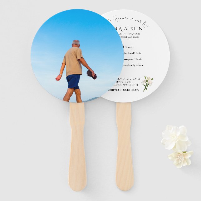 Round Funeral Program Fan Spiritual & Comforting (Front and Back)