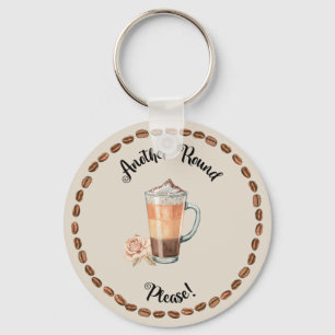 ROUND FUNNY COFFEE KEYCHAIN