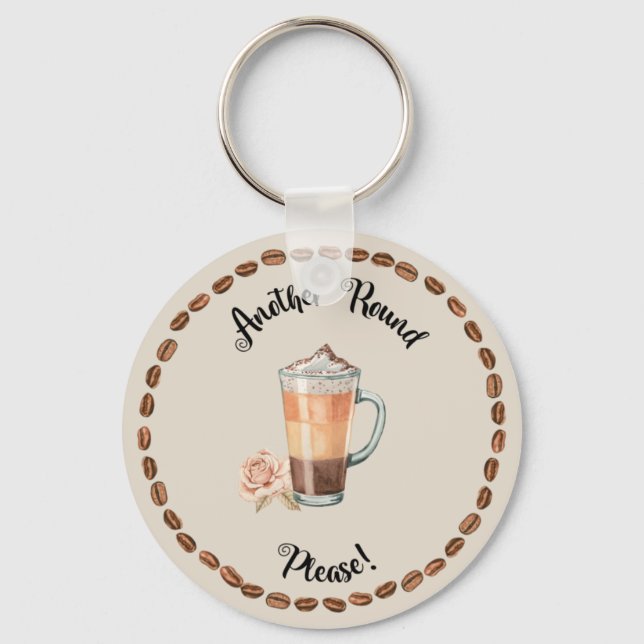 ROUND FUNNY COFFEE KEYCHAIN (Front)