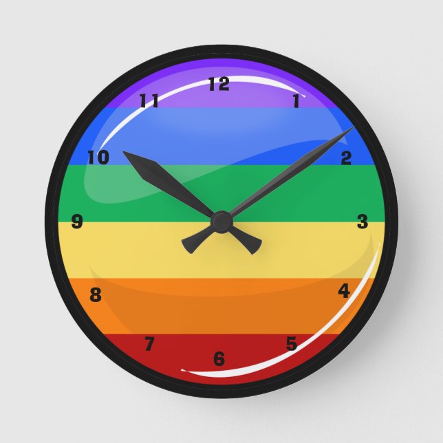 Round Gay Lgtb Pride Rainbow Flag Clock (Front)