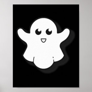 Round Ghost Cute Ghost Halloween Spooky Season Poster
