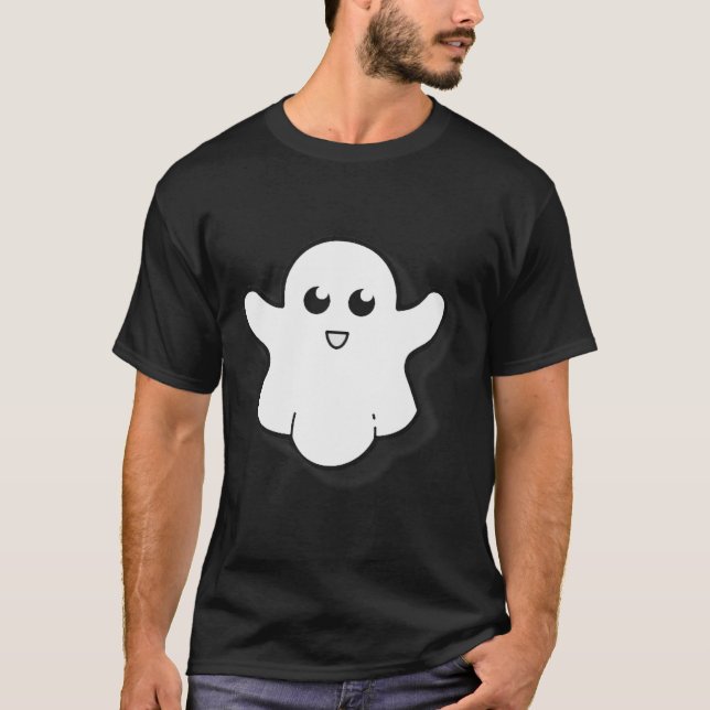 Round Ghost Cute Ghost Halloween Spooky Season  T-Shirt (Front)