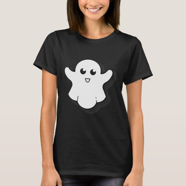 Round Ghost Cute Ghost Halloween Spooky Season  T-Shirt (Front)