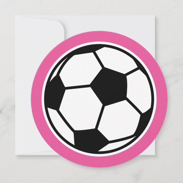 Round girls soccer Birthday party invitations (Front)