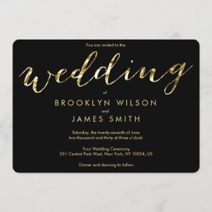 Round Gold Foil And Black Wedding Invitations