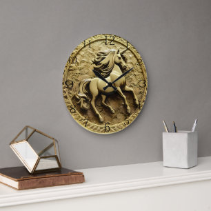 Round Gold Unicorn Coin, Large Clock