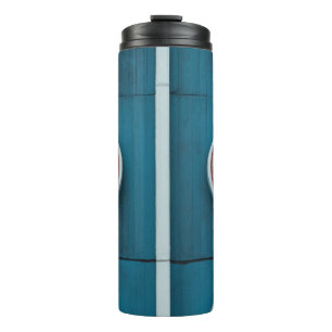 Round gray glass windows close-up photo thermal tumbler