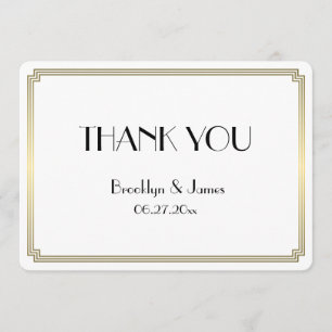 Round Great Gatsby Art Deco Gold Wedding Thank You Card