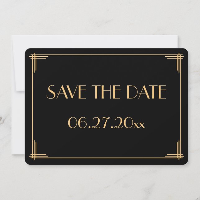 Round Great Gatsby Art Deco Wedding Save The Date Invitation (Front)
