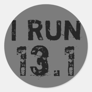 Round Grey I Run 13.1 Sticker