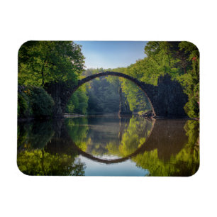 Round Grey Rock Bridge over a River in the Woods Magnet
