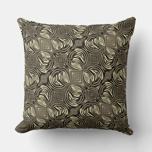 Round greyish beige or gold handle cushion (Front)