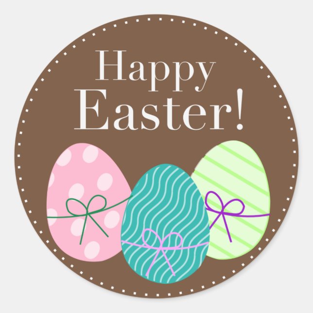 Round Happy Easter Egg Sticker (Front)