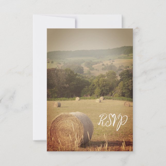Round Hay Bales Farm Wedding RSVP (Front)
