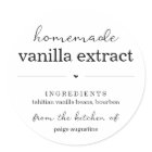 Round Homemade Vanilla Extract Gift Label Sticker