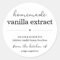 Round Homemade Vanilla Extract Gift Label Sticker