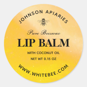 Round Honey Bee Lip Beeswax Balm Labels