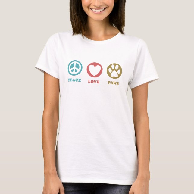 Round Icons Peace Love Paws T-Shirt (Front)