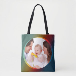 Round in Square Frame coloured 2 + your photo Tote Bag