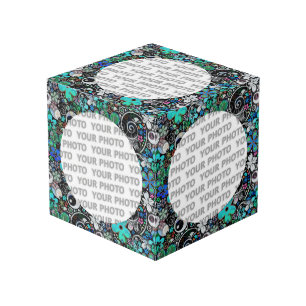 Round in Square Frame flower power 3 + your photo