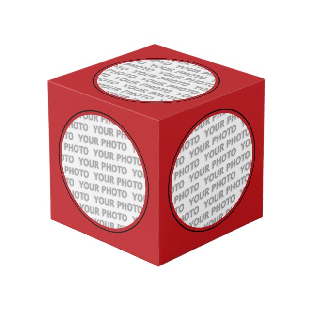 Round in Square Frame red + your photo (Front Angled)