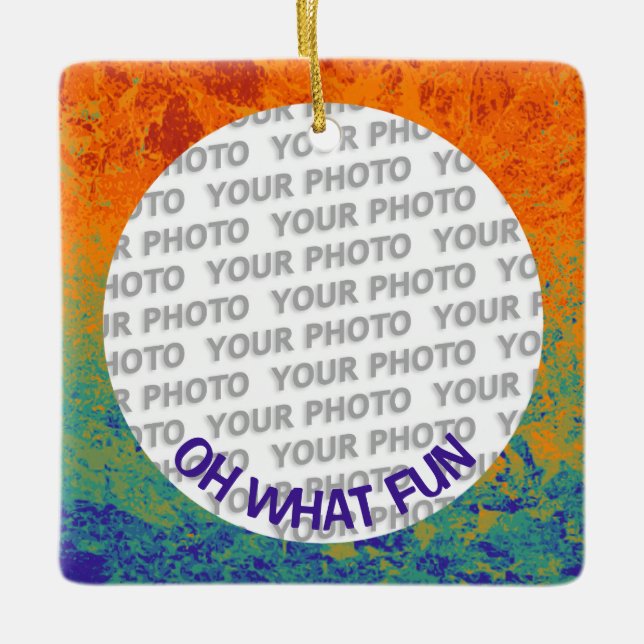 Round in Square Frame splatter 4 + your photo Ceramic Tree Decoration (Front)