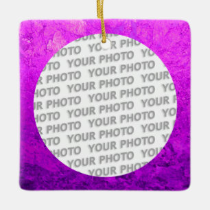 Round in Square Frame splatter 7 + your photo Ceramic Tree Decoration