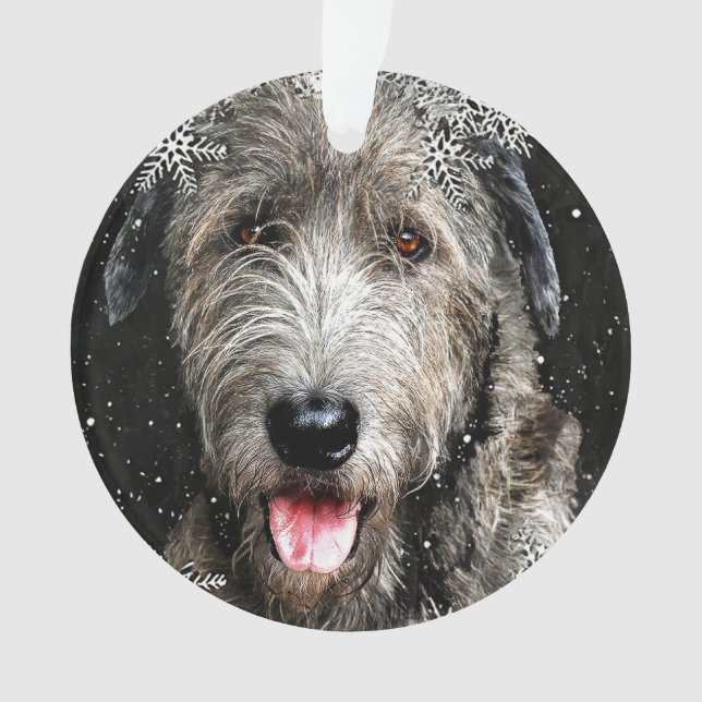 Round Irish Wolfhound Christmas Ornament (Front)